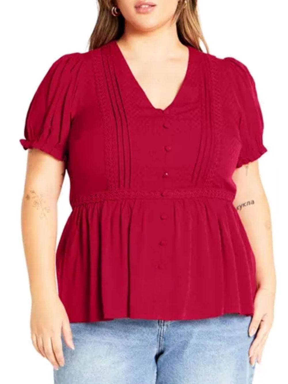 City Chic Top Laila Cranberry Blouse